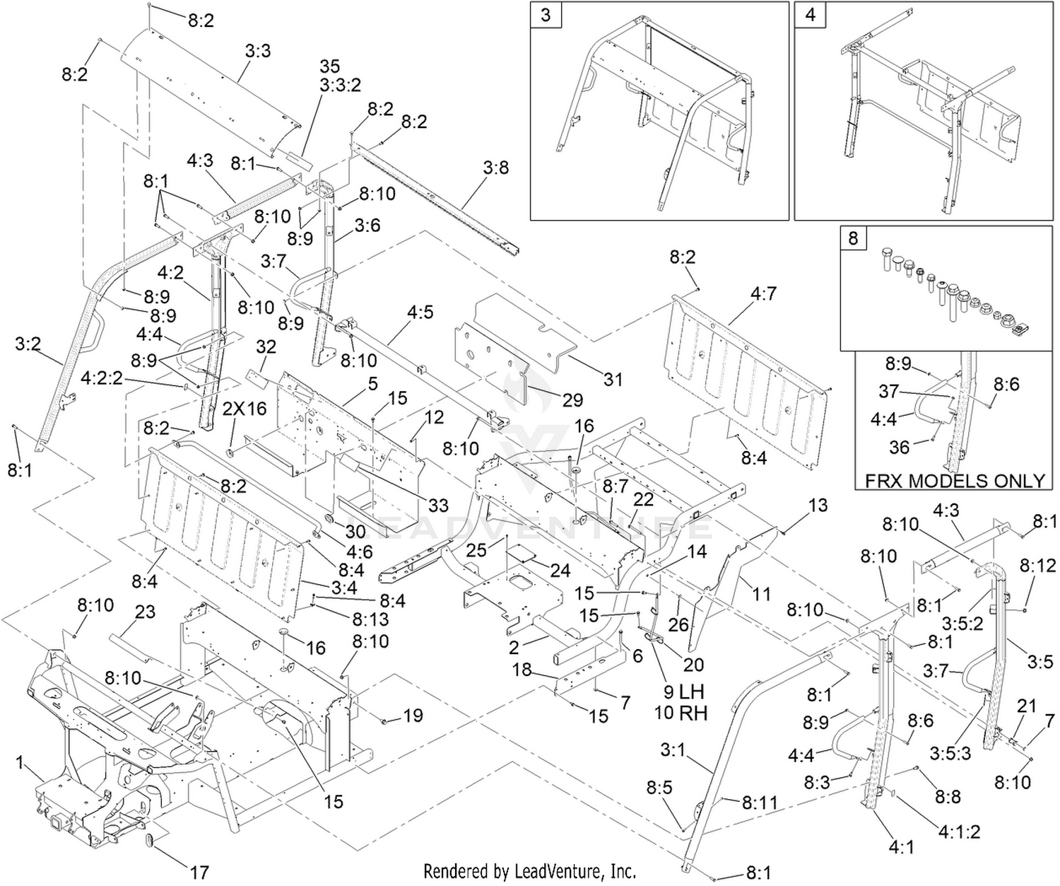 Frame and ROPS Assembly