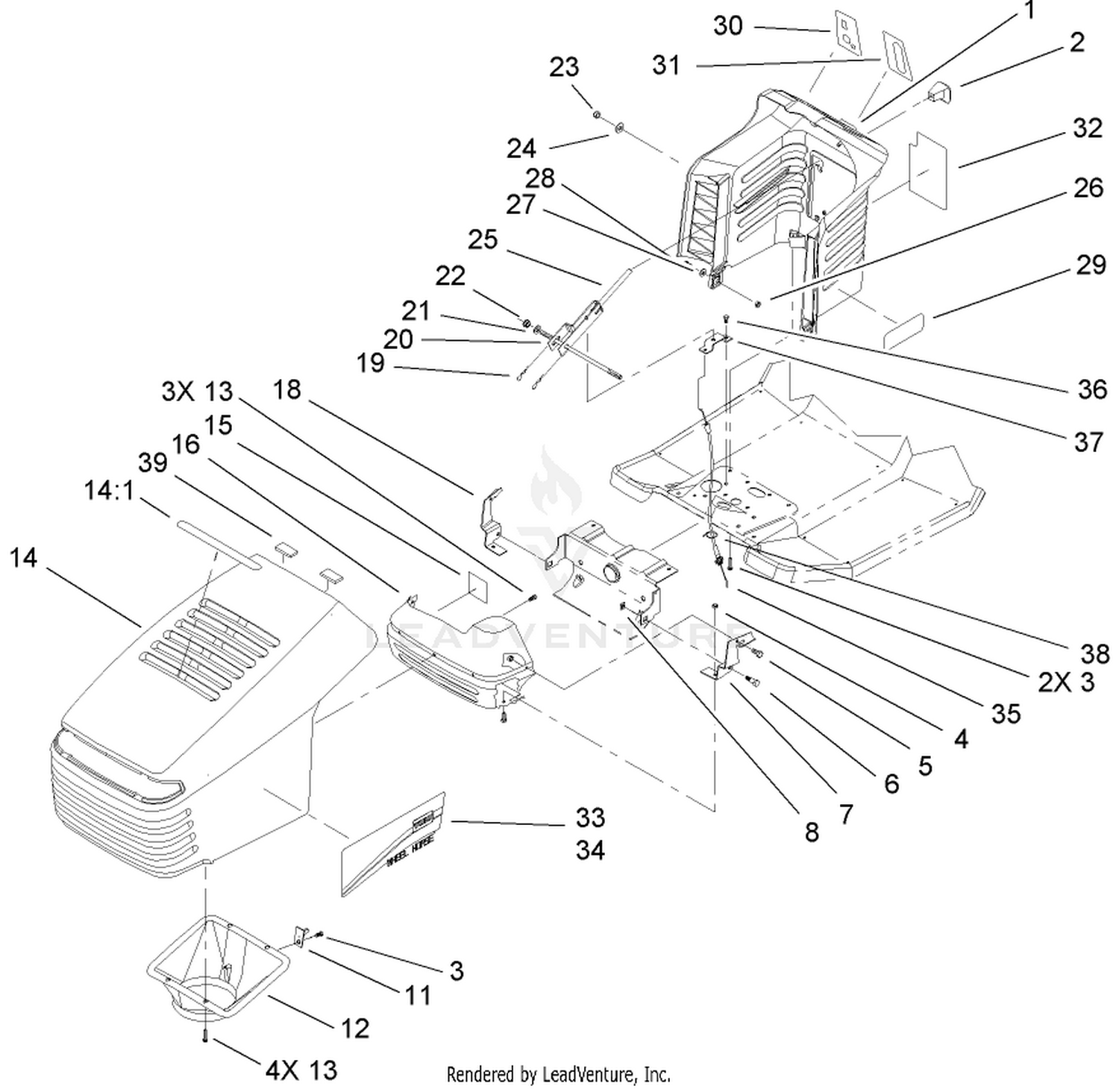 Hood and Tower Assembly