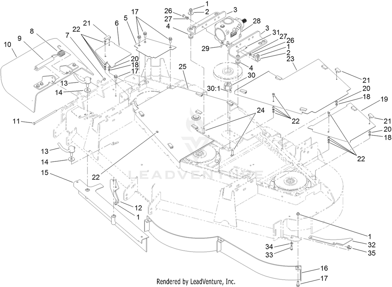 Cover, Gearbox and Baffle Assembly
