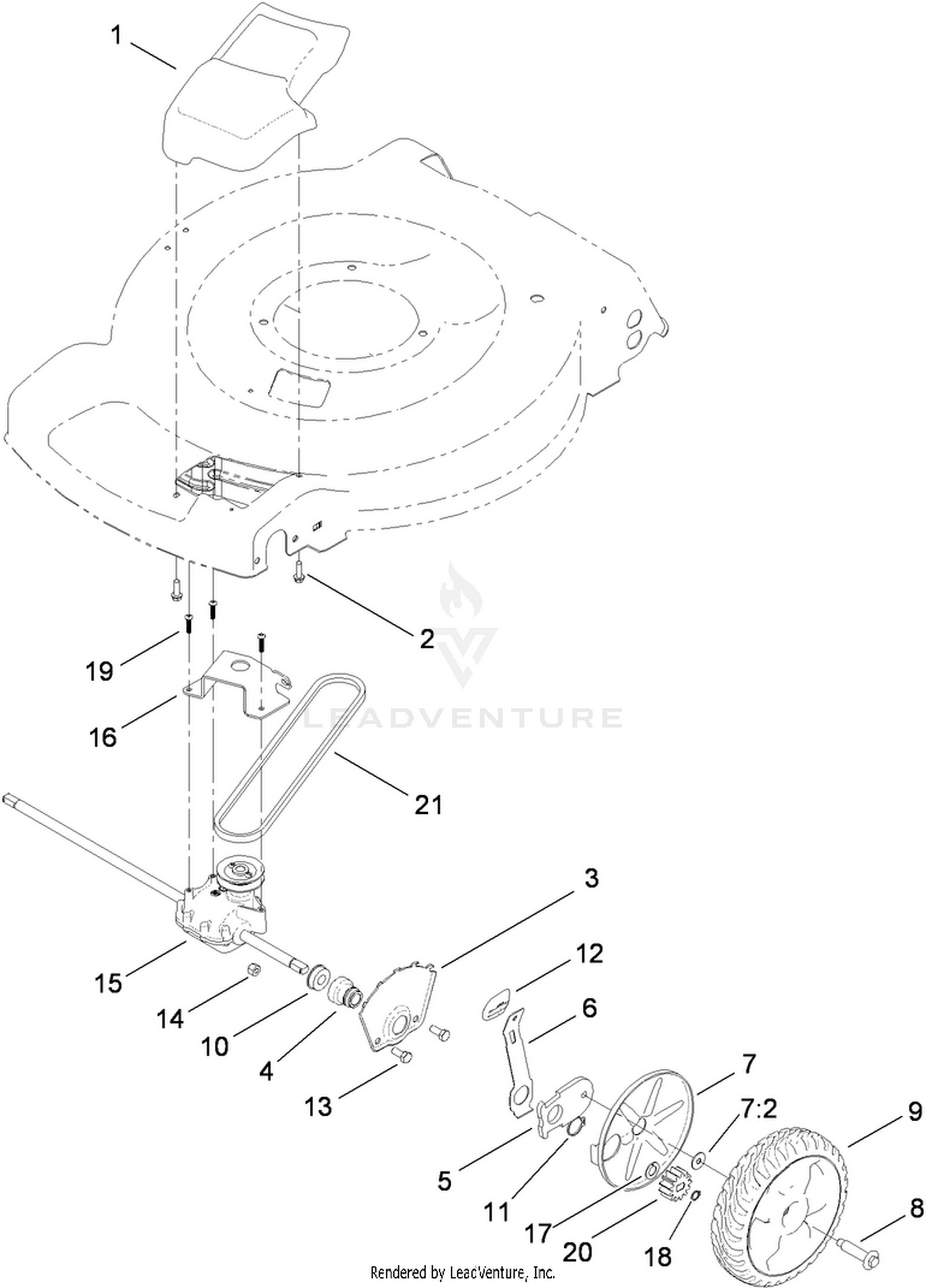 Transmission, Front Wheel and Height-of-Cut Assembly