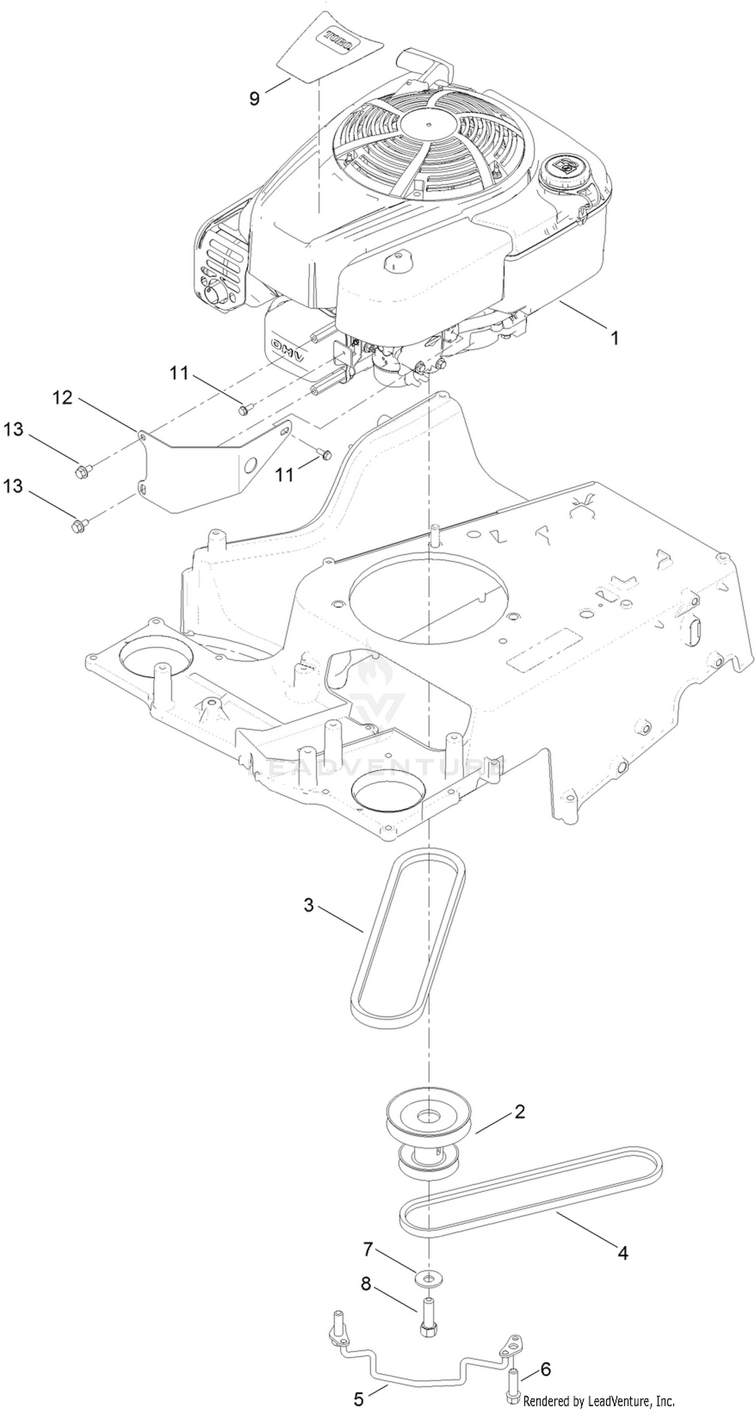 Engine and Pulley Assembly