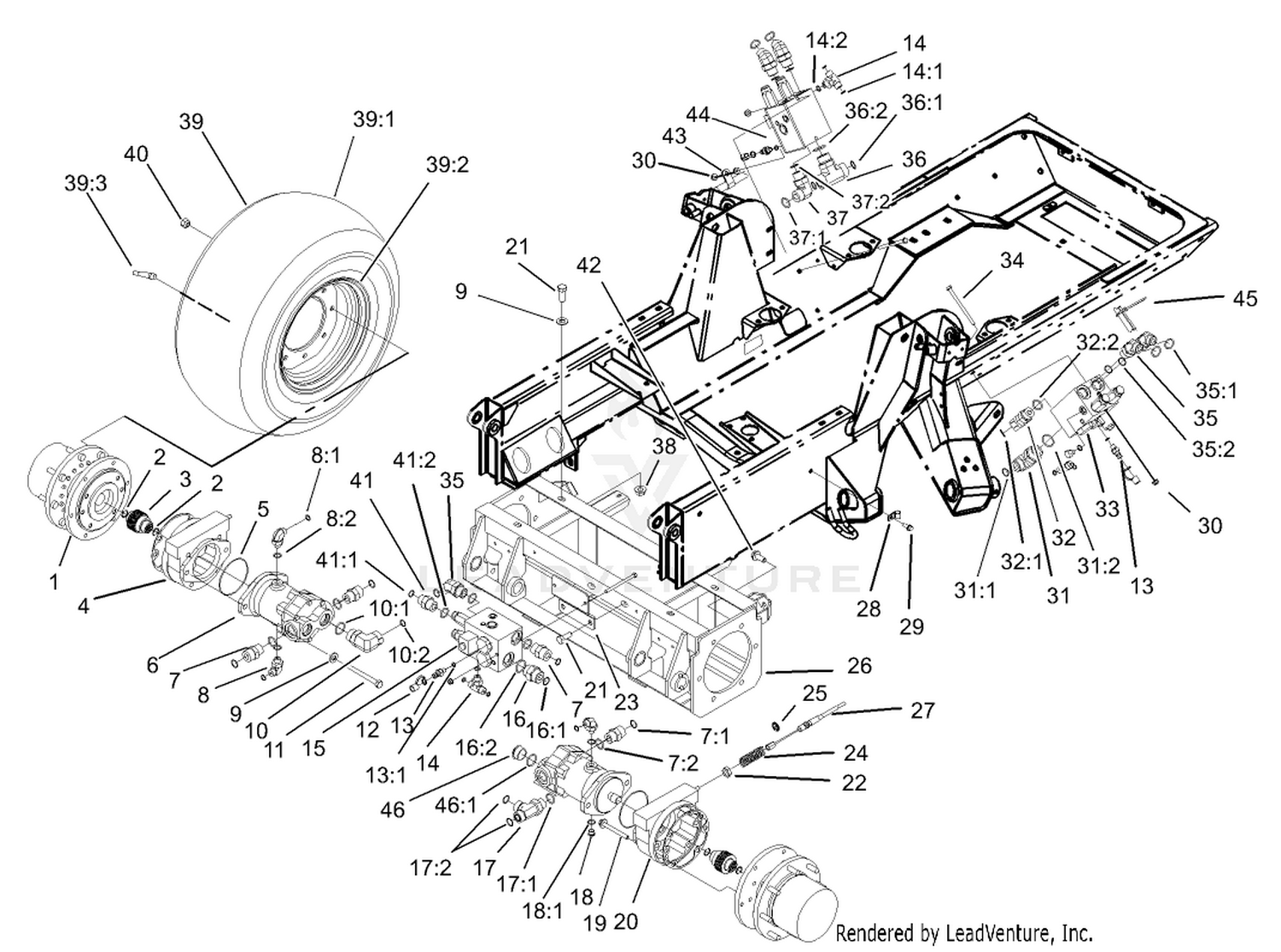 Planetary, Brake and Tire Assembly