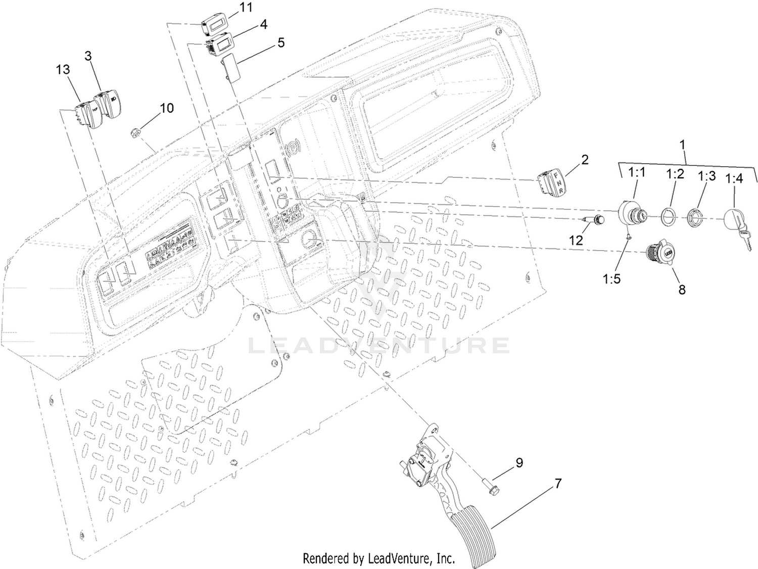 Accelerator Pedal and Key Switch Assembly