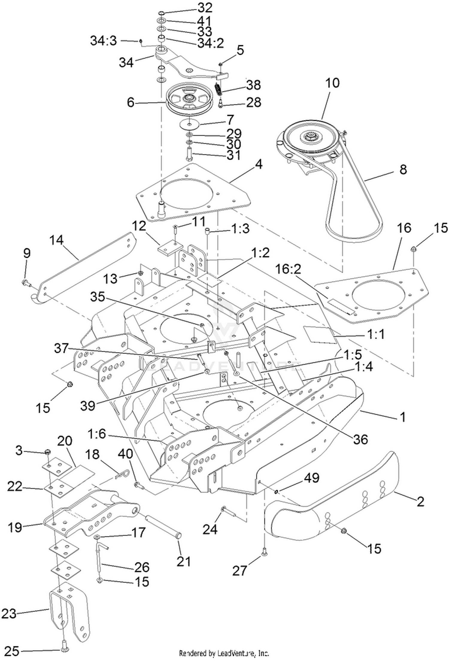 Left Deck, Idler and Skid Assembly