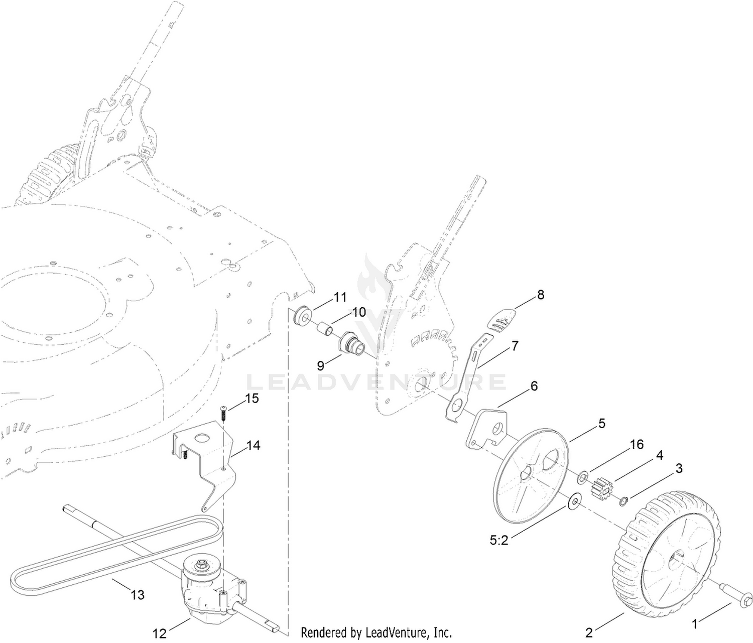 Transmission and Rear Wheel Drive Assembly