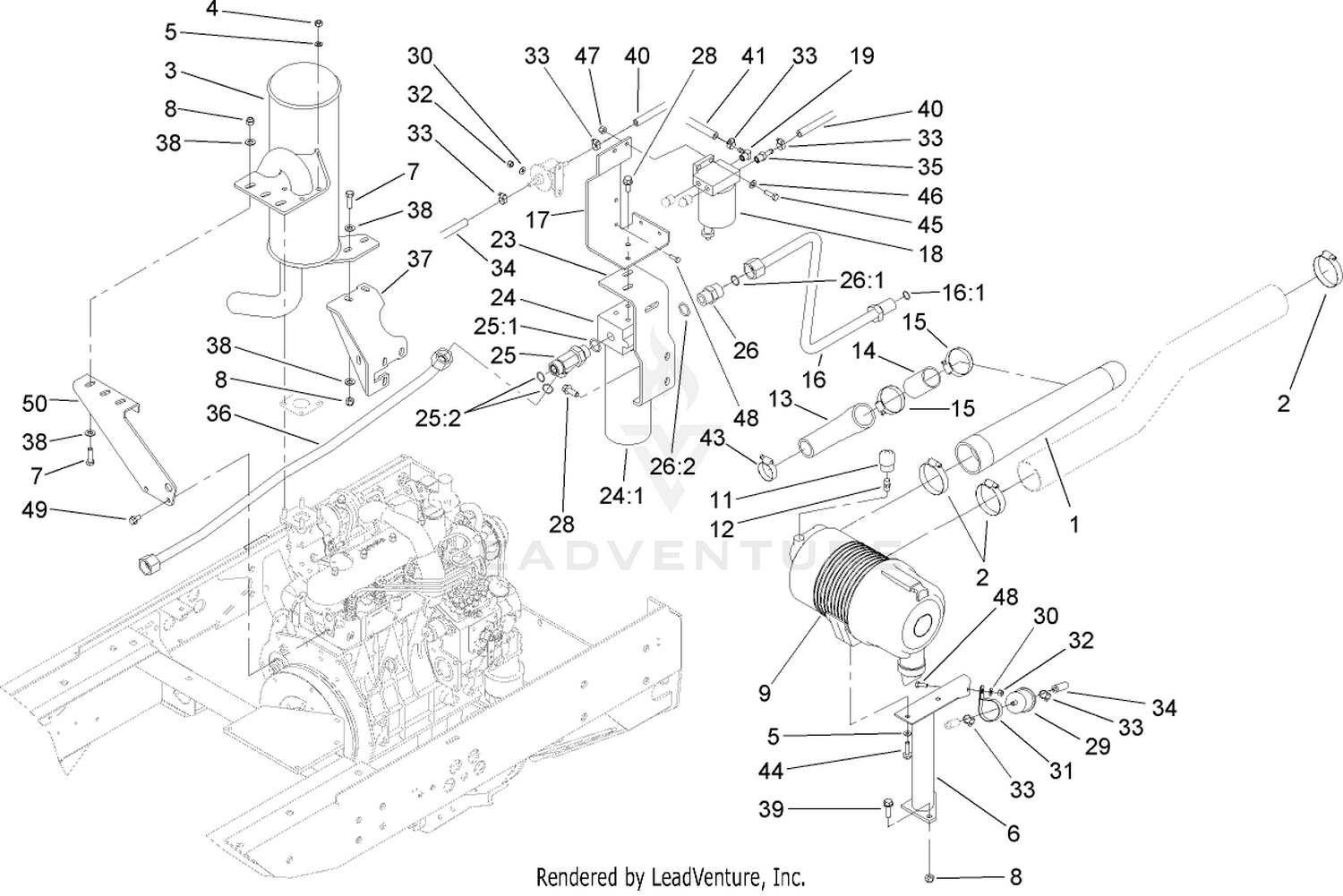 Oil/Water/Fuel Filter, Muffler and Air Cleaner Assembly