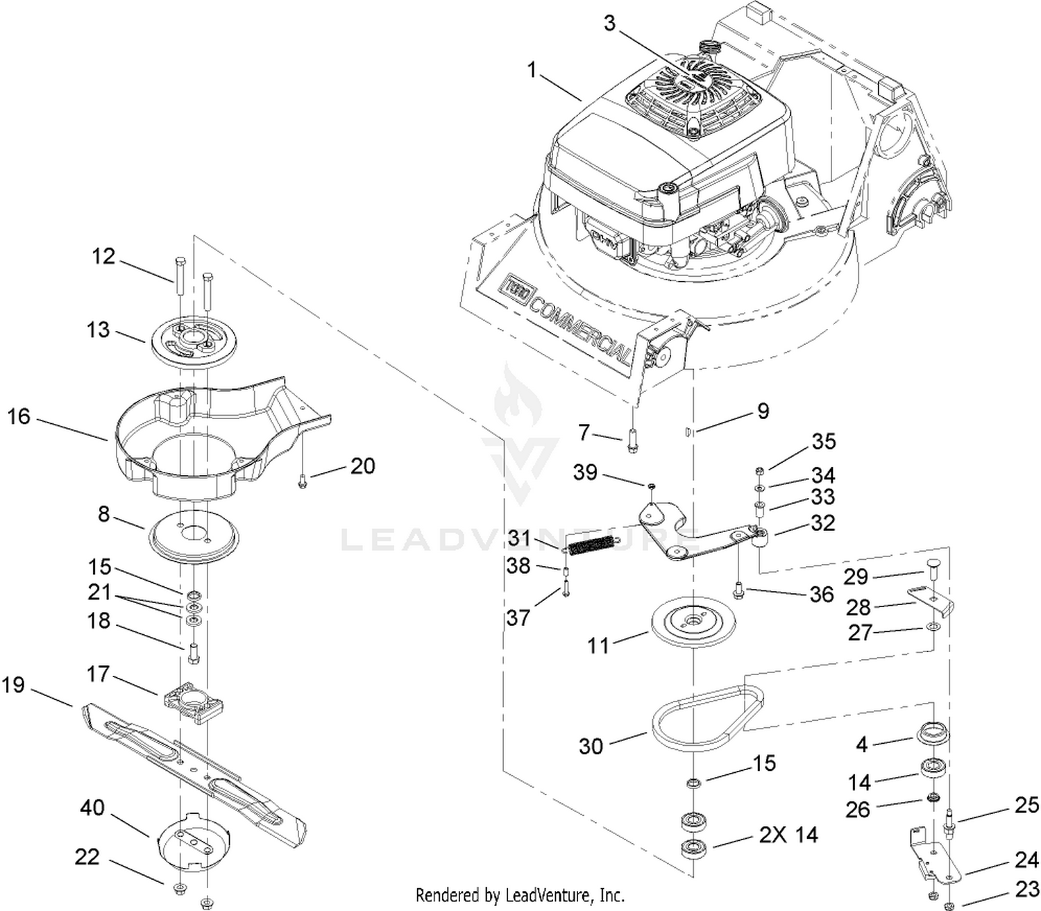 Engine and Blade Brake Clutch Assembly