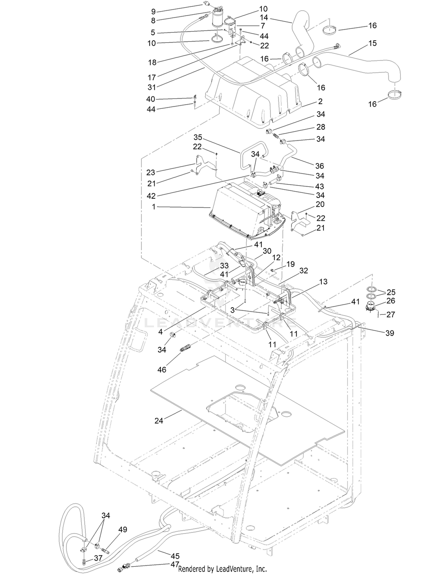 Cab Roof  A/C and Heat Assembly