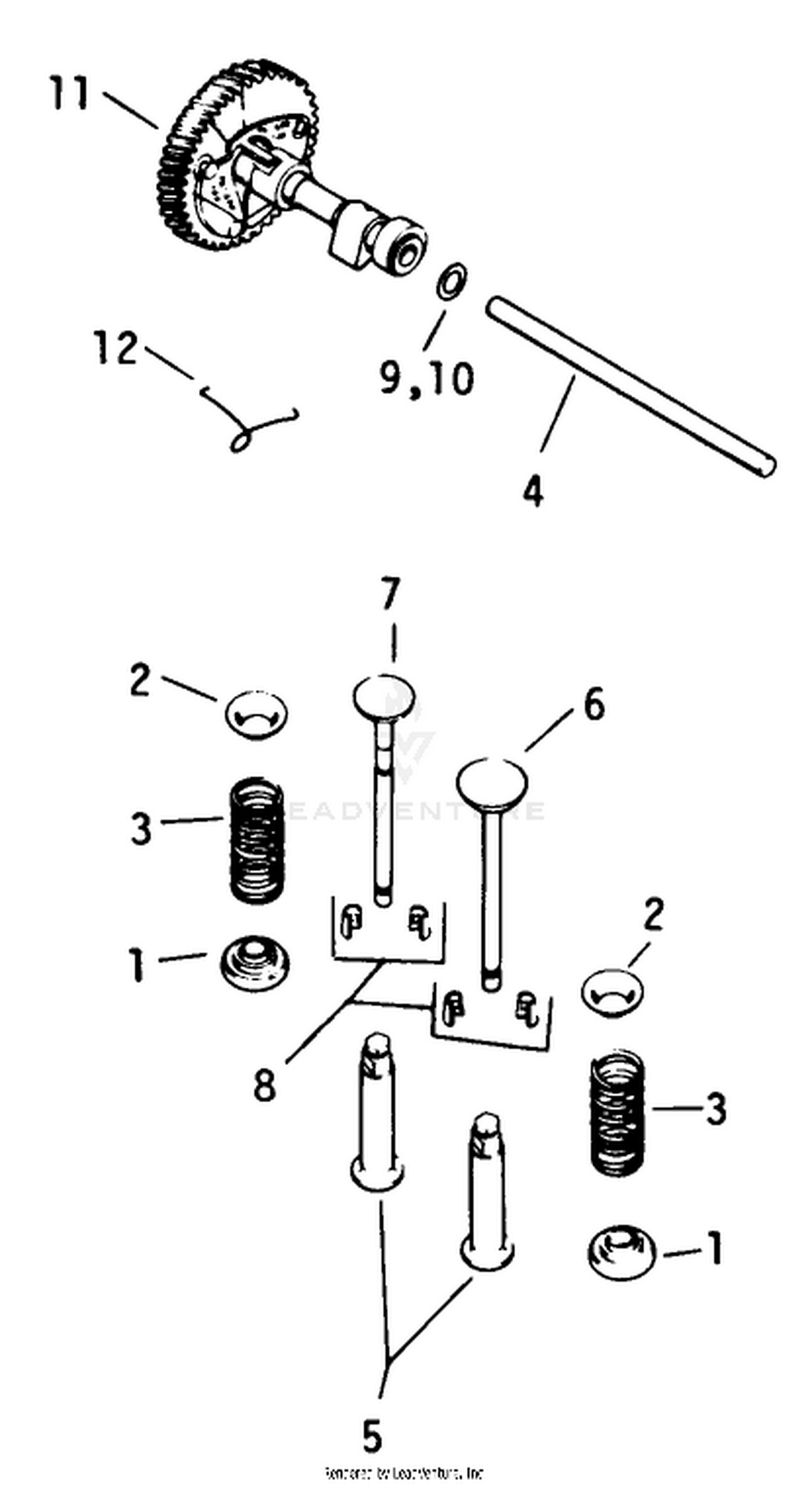 Camshaft  Valves-Engine Kohler Model No. K321s Spec. No. 60434
