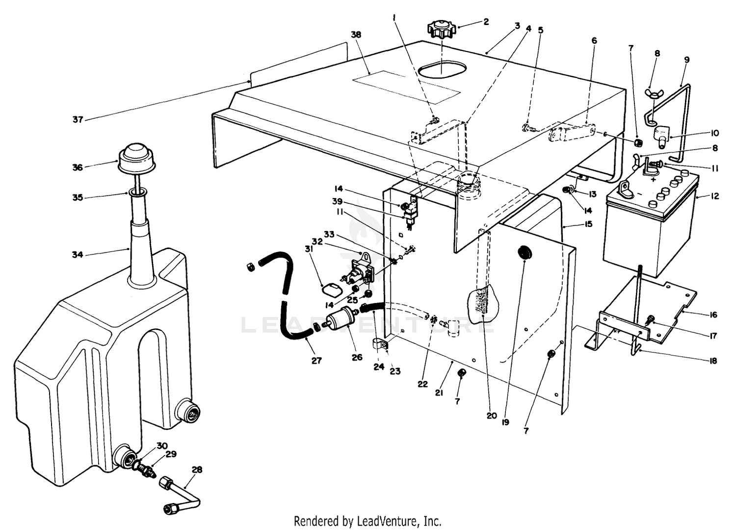 Hood-Gas  Hydraulic Tank Assembly