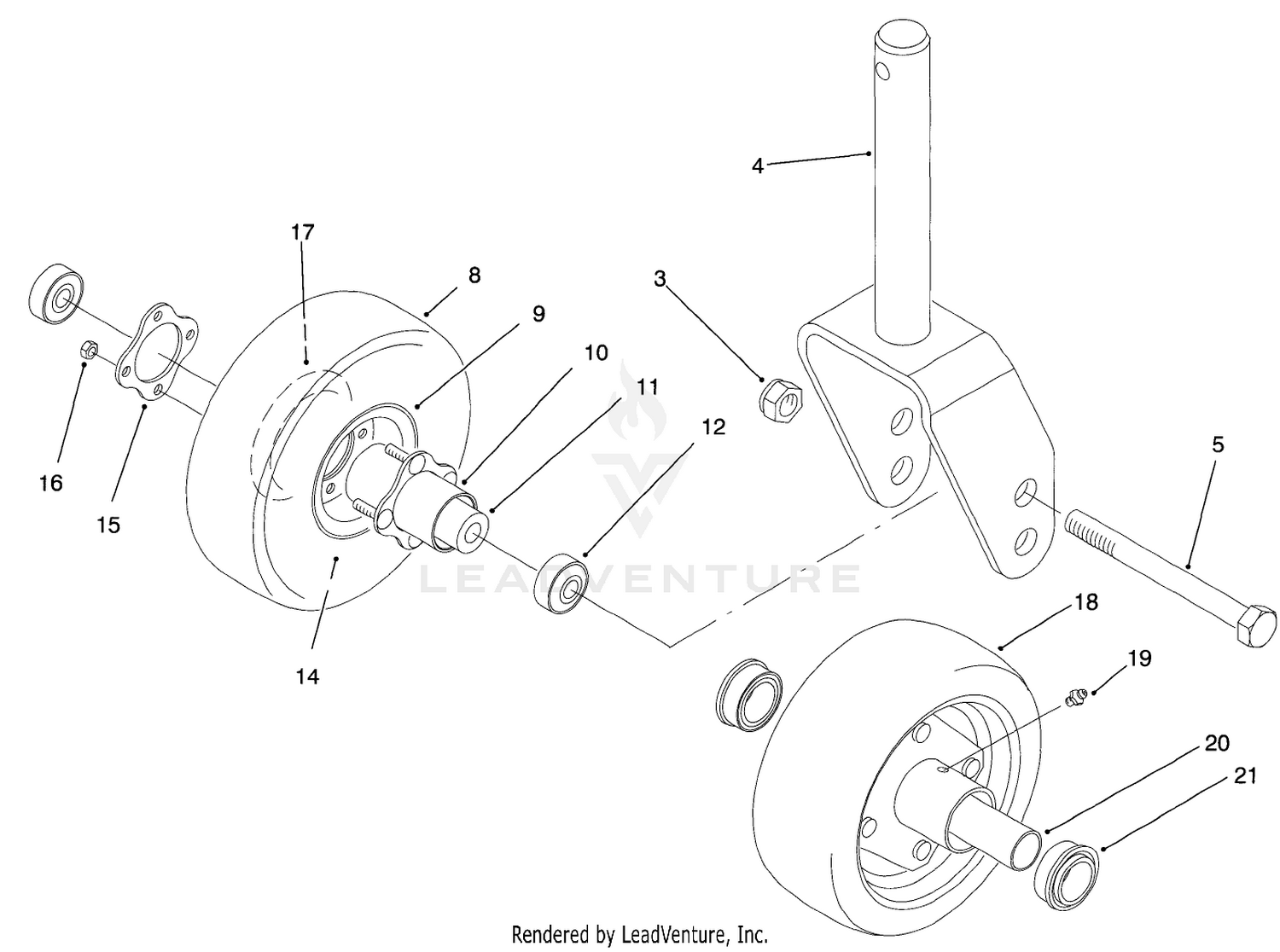 Front Castor Fork Assembly