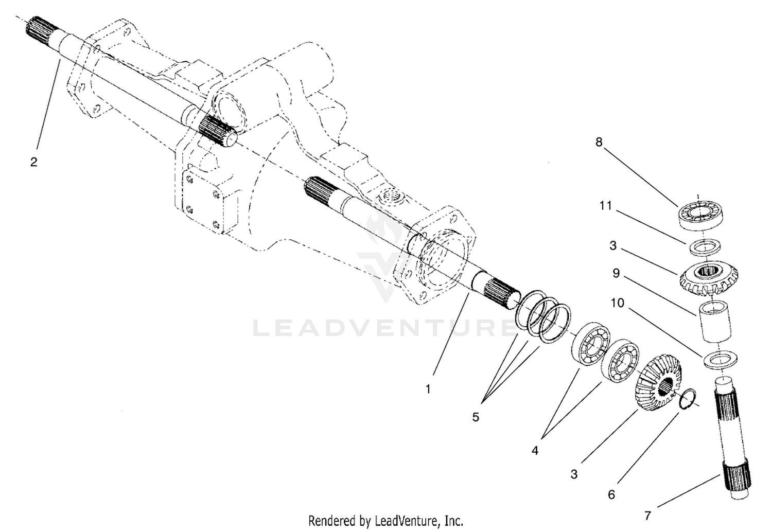 Rear Axle Assembly No. 95-7501 (Continued)  Bevel Gear Shaft Assembly