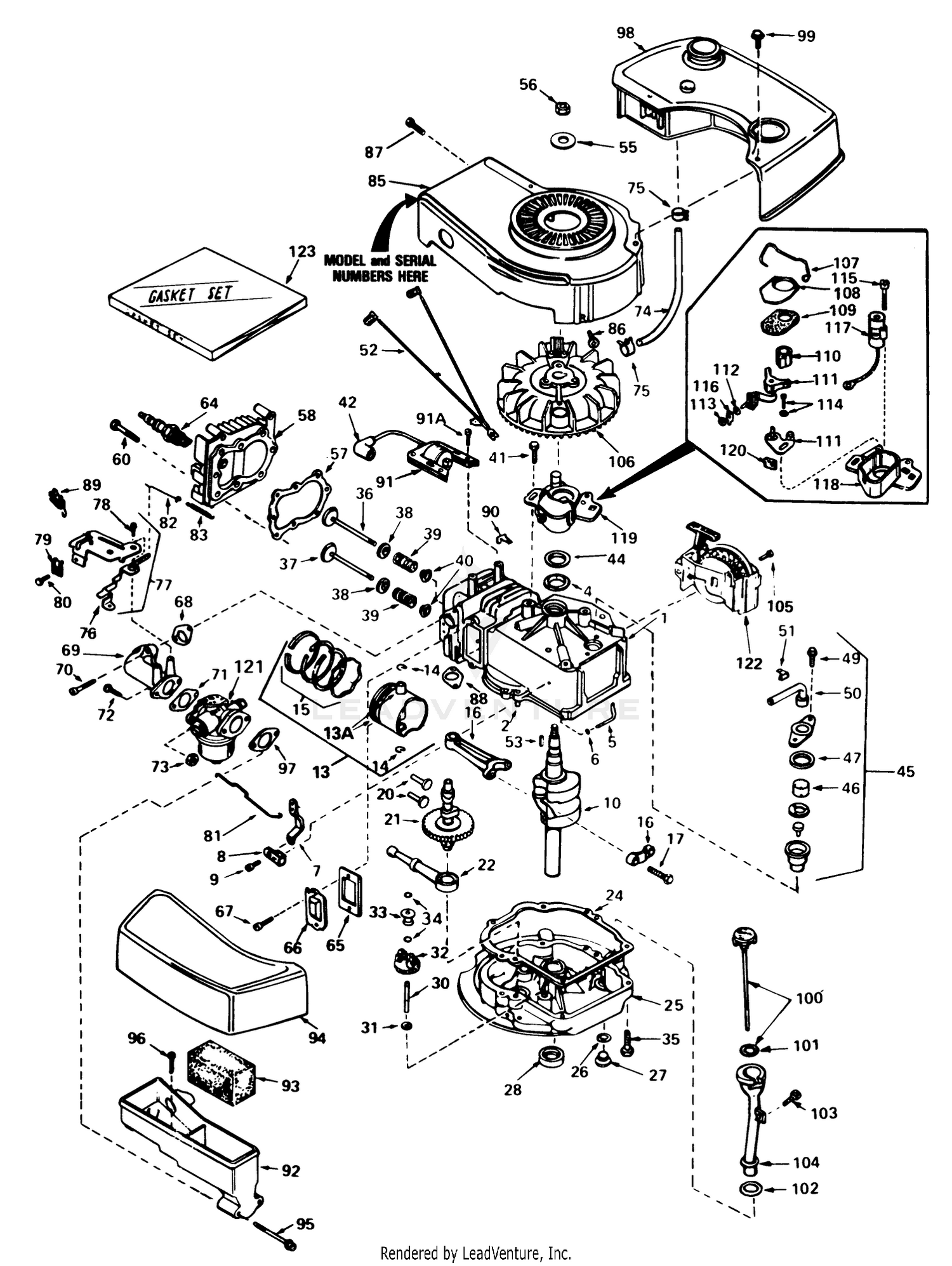 Engine Tecumseh Model No. Tnt 100-10070d