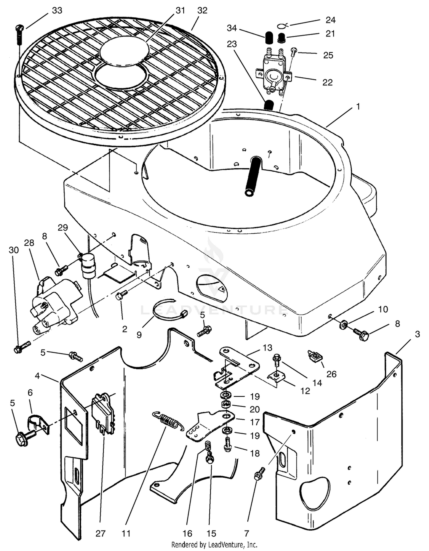 Covers, Fuel Pump, Coil, Regulator  Governor Linkage Assembly