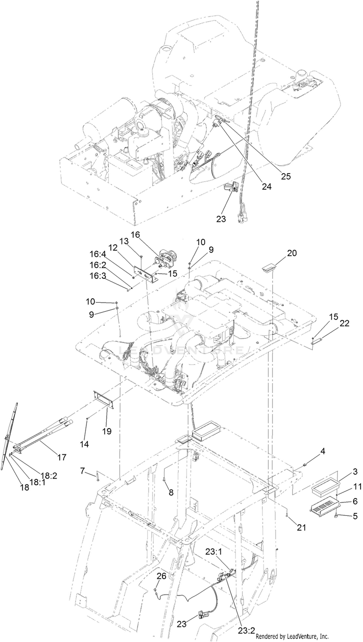 Windshield Wiper, Fresh Air Filter and  Wire Harness Assembly