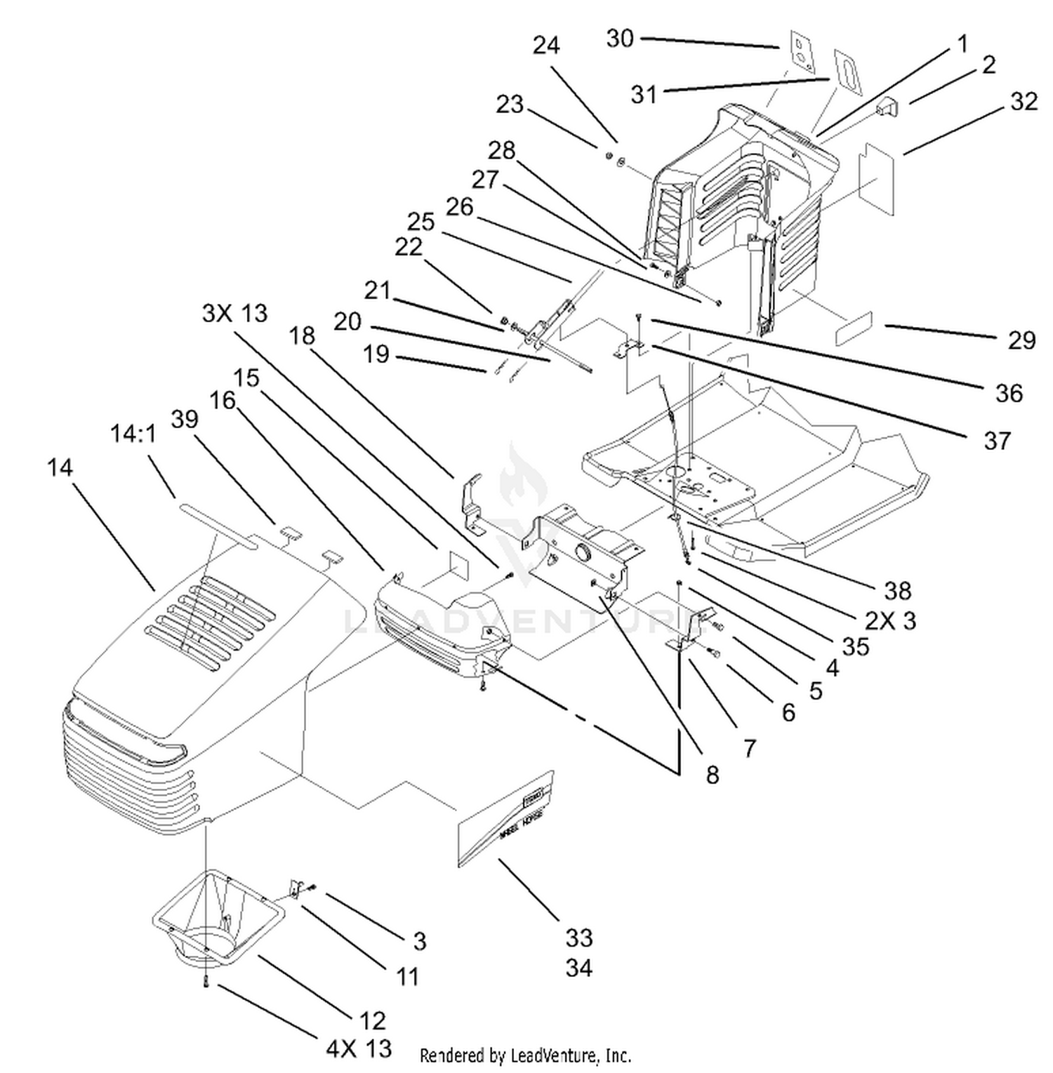 Hood and Tower Assembly