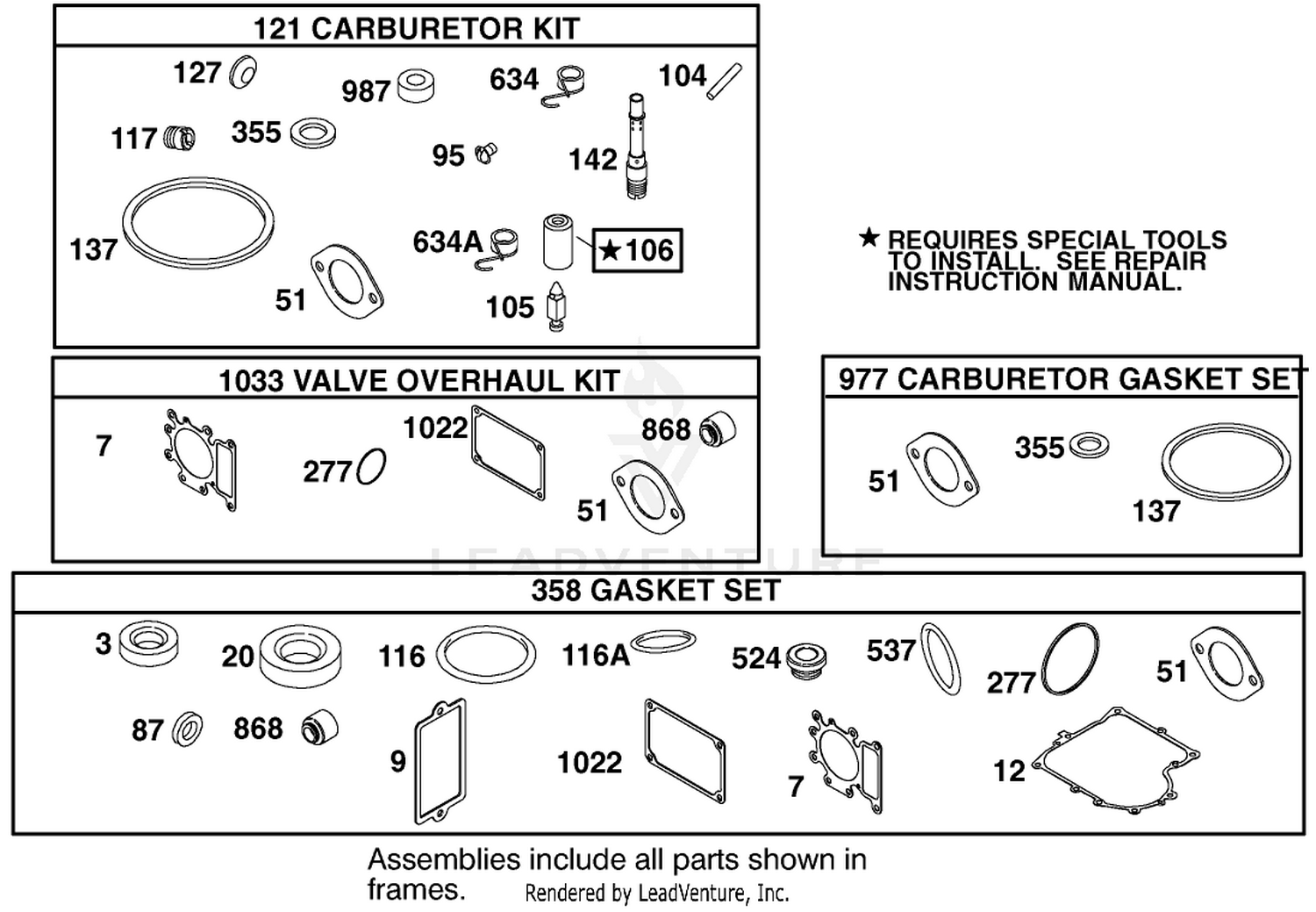 Carburetor Overhaul Kit Assembly Engine Briggs And Stratton Model 312777-0128-E1