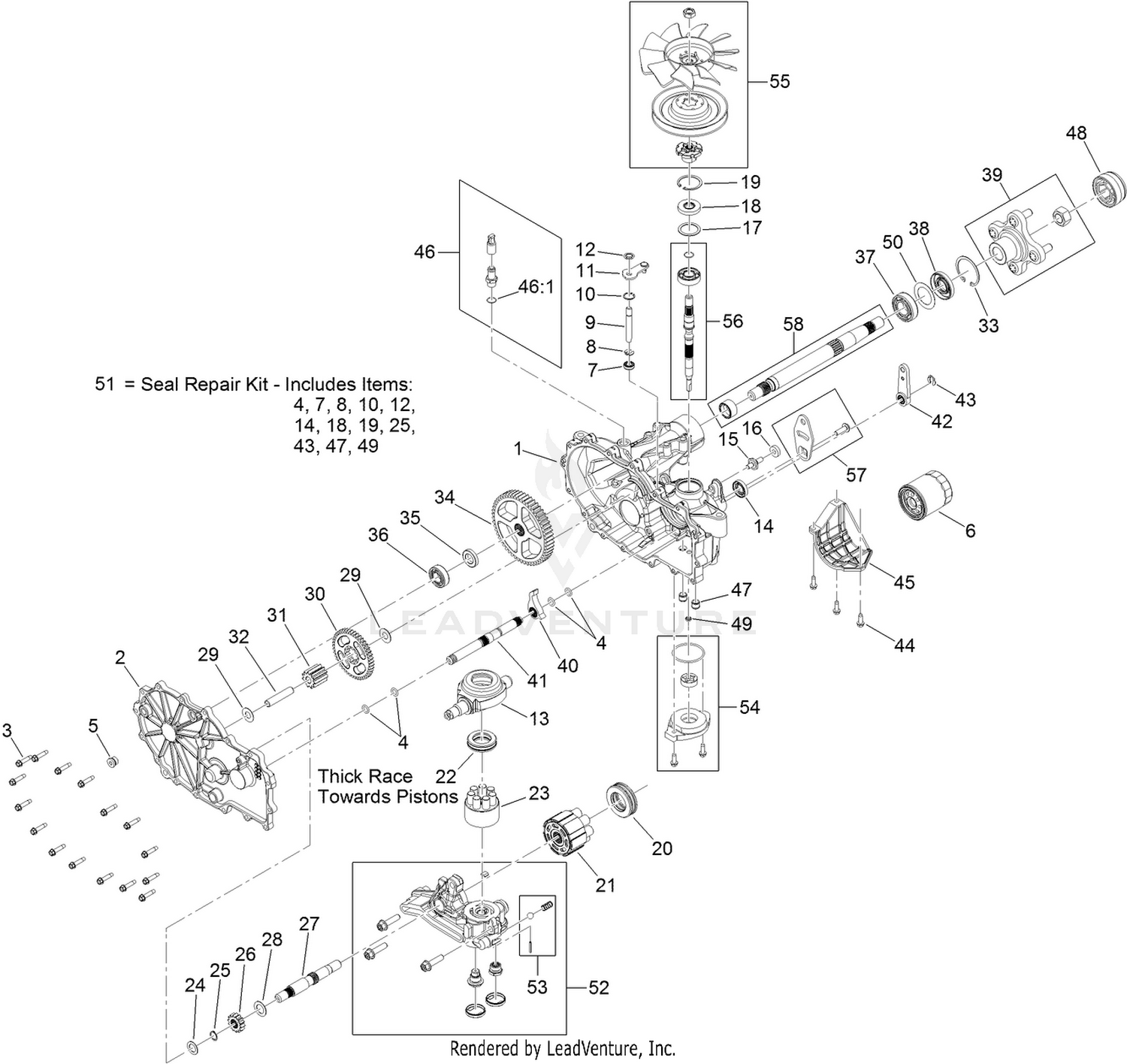 LH Hydro Transmission Assembly No. 127-3381
