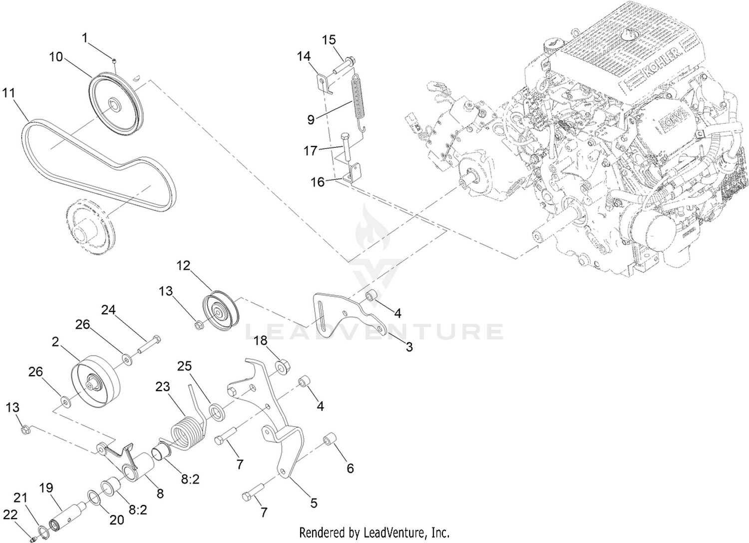 Idler, Pulley and Belt Assembly