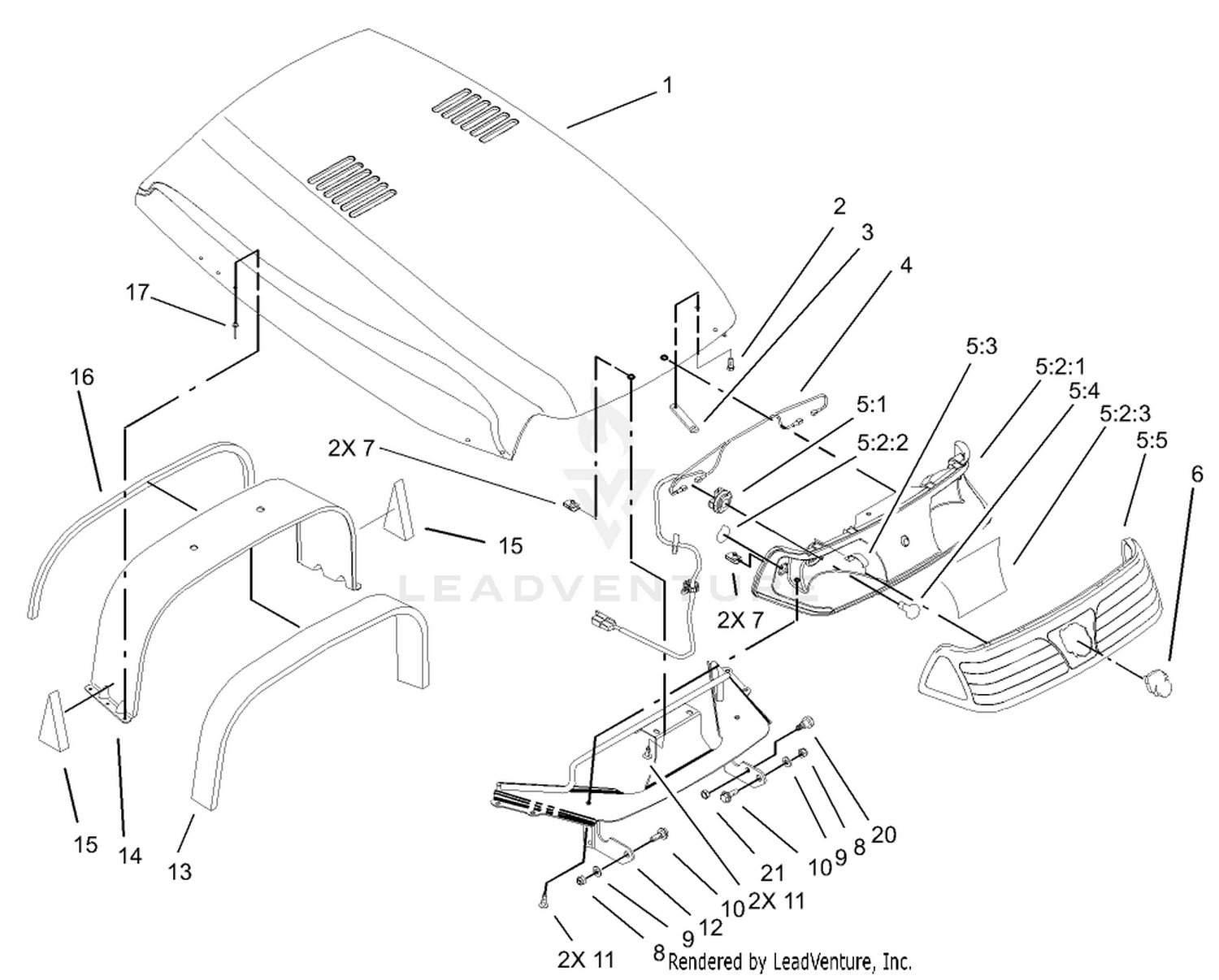 Hood and Headlight Assembly