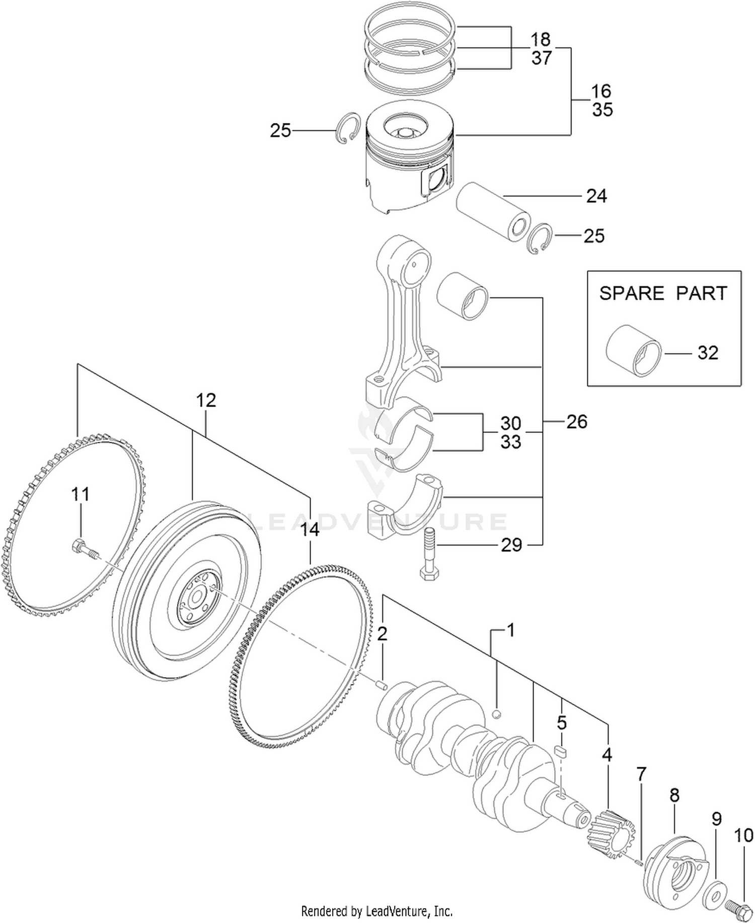 Crankshaft and Piston Assembly