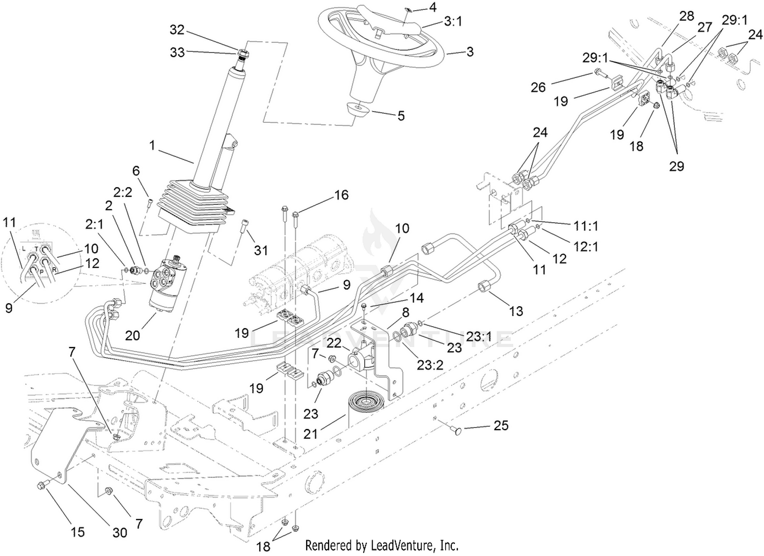 Steering Valve Hydraulic Plumbing Assembly