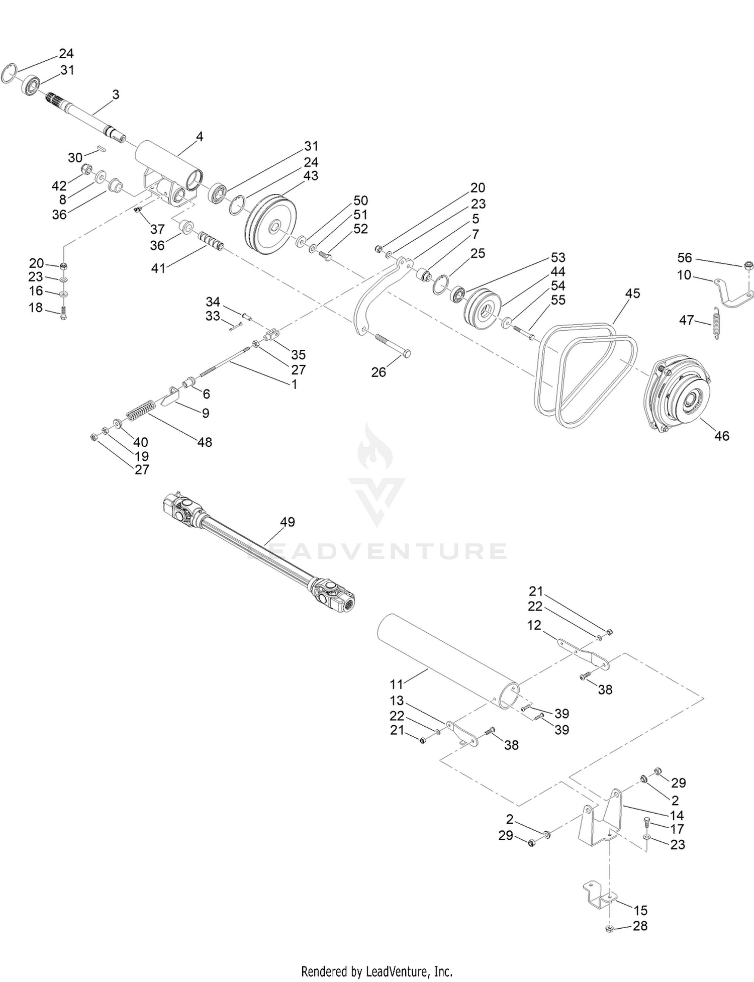 Transmission, PTO and Drive Shaft Assembly