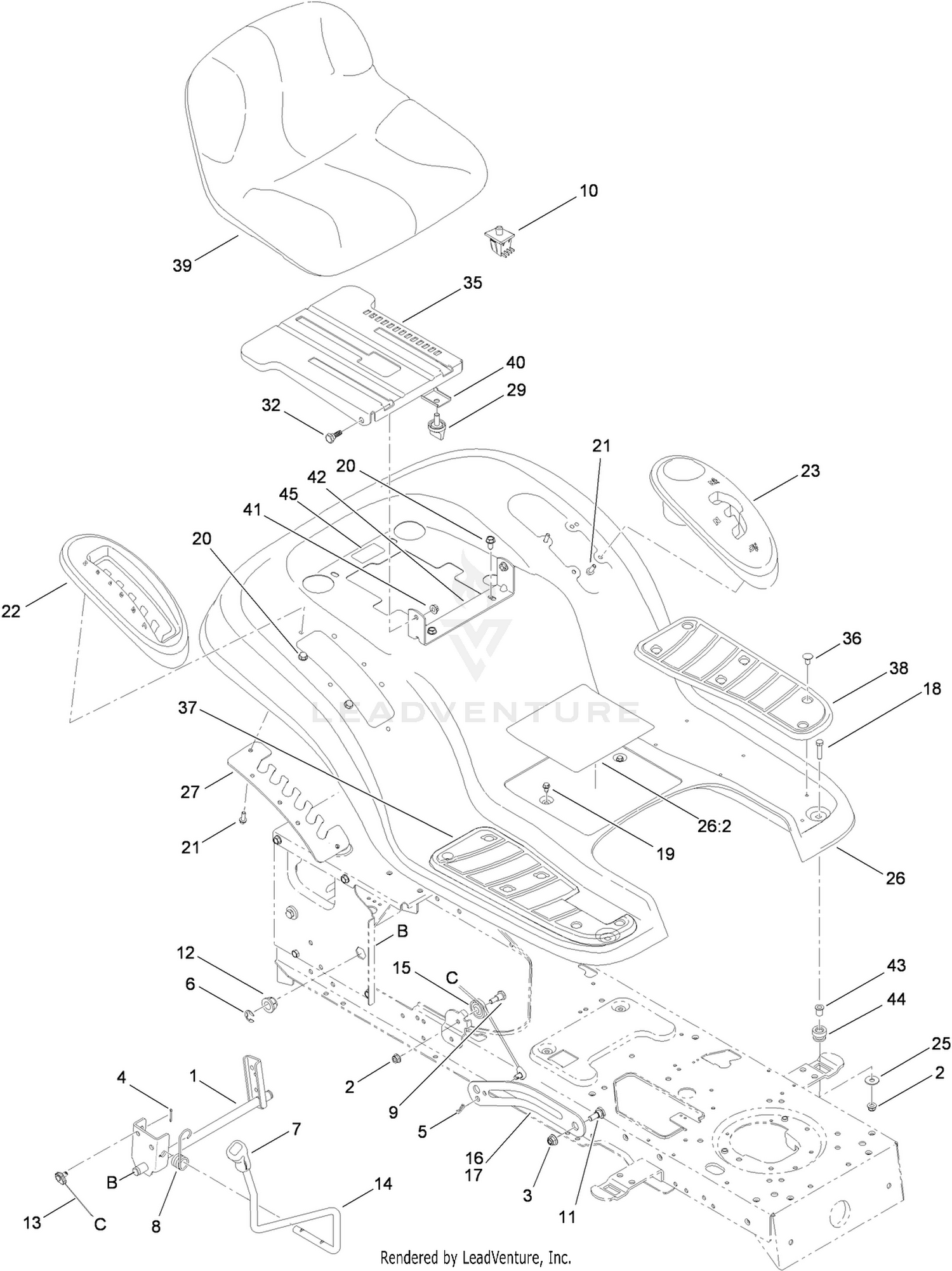 Seat, Fender and Deck Lift Assembly