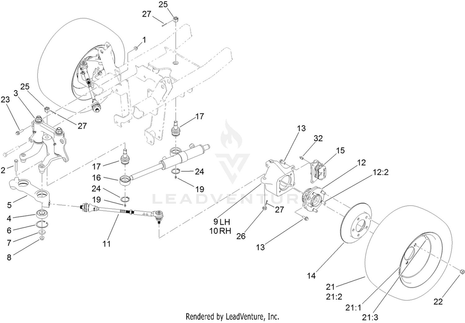 Steering and Front Wheel Assembly
