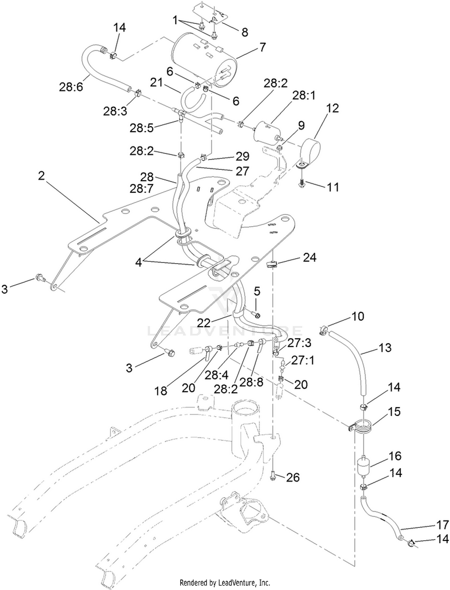Fuel Line and Carbon Canister  Hose Routing Assembly