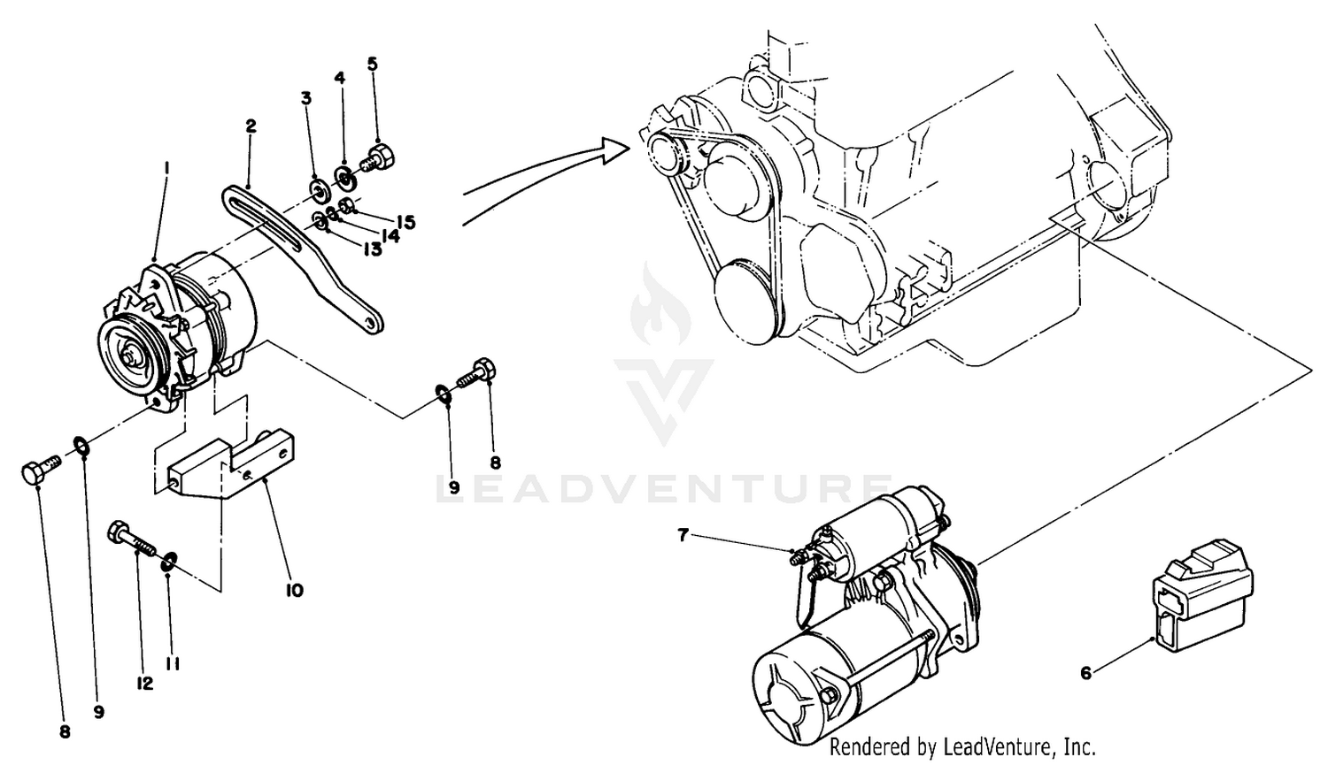 Starter  Alternator Installation Assembly