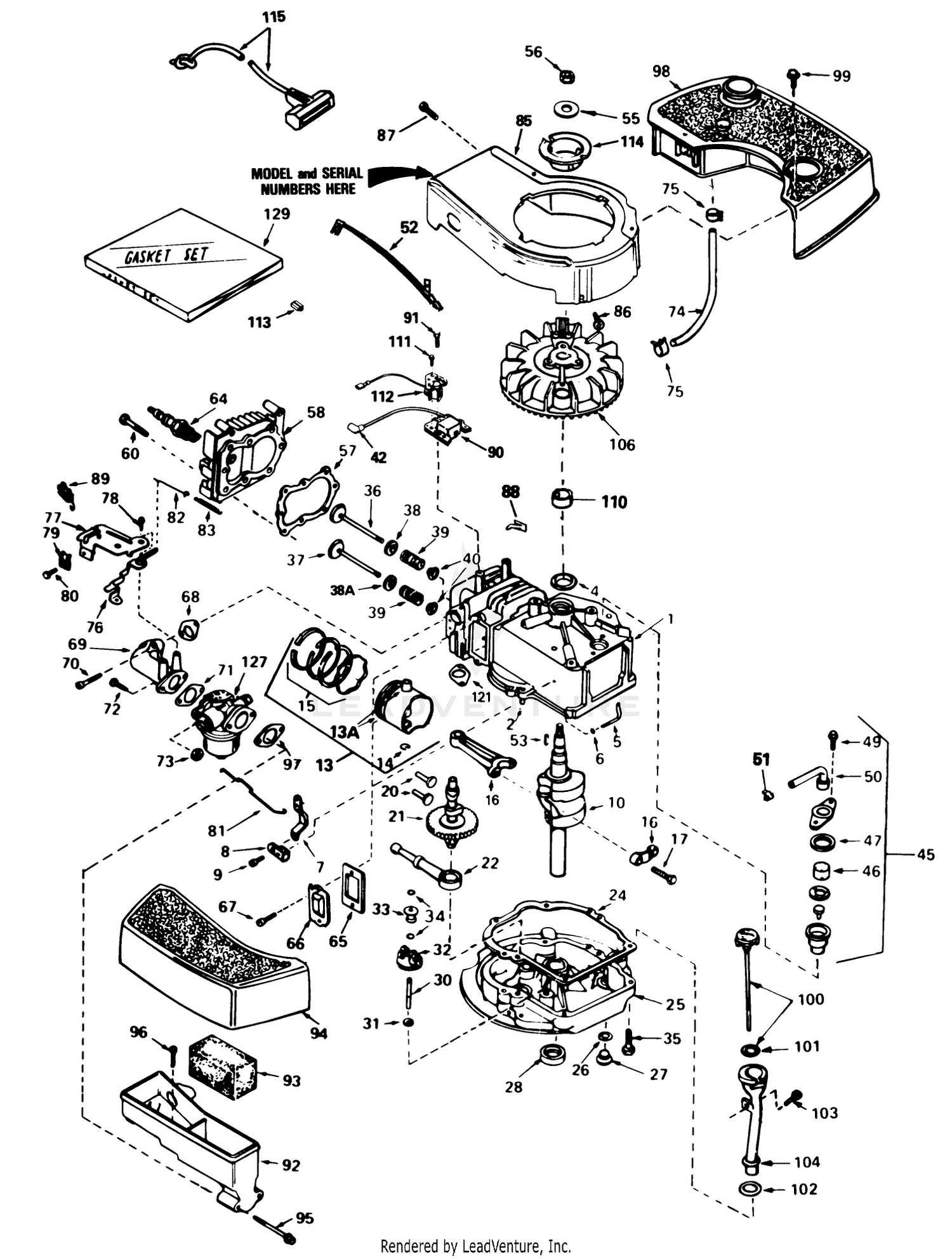 Engine Tecumseh Model No. Tnt100-10098e