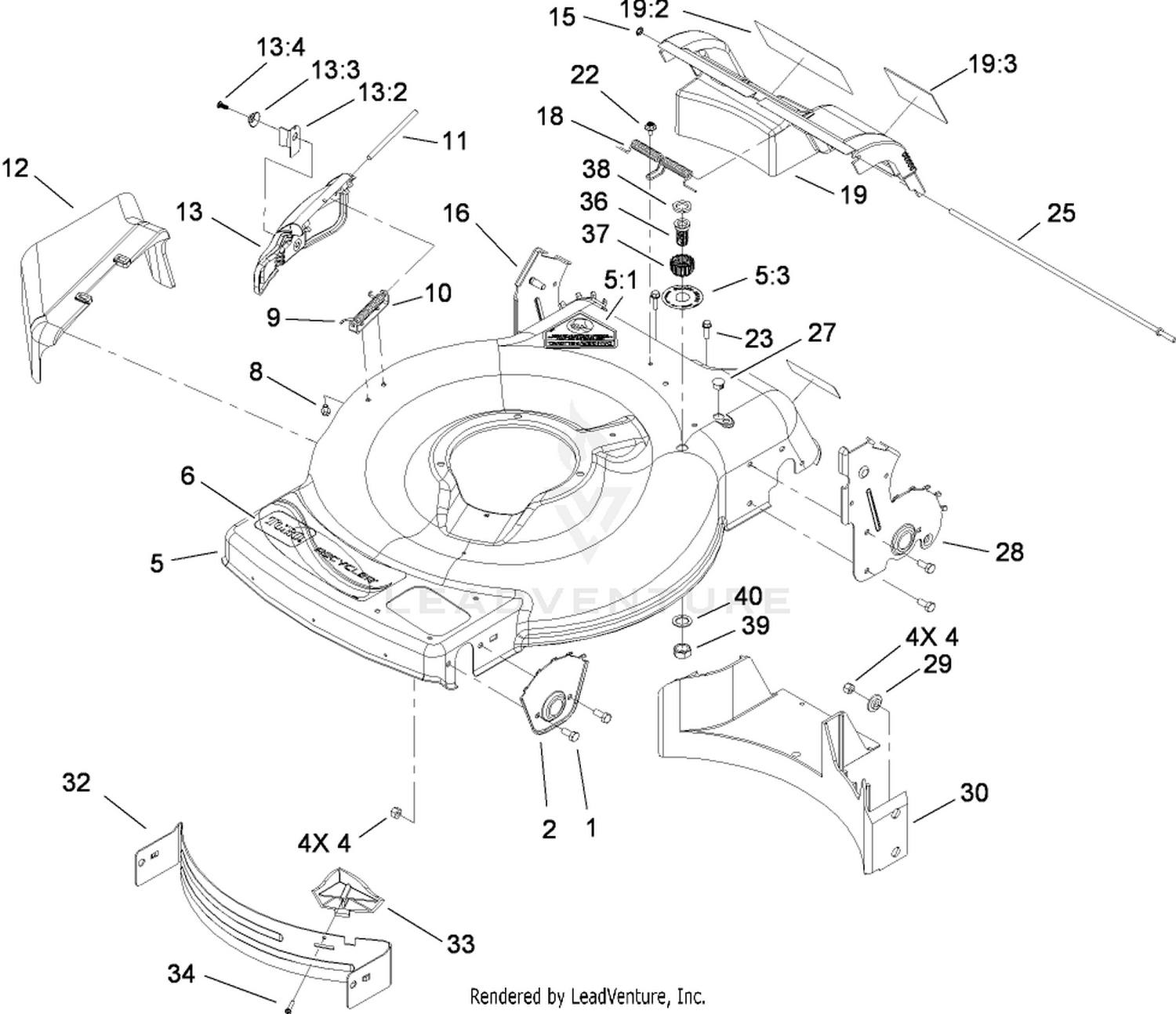 Deck, Side Chute and Rear Door Assembly