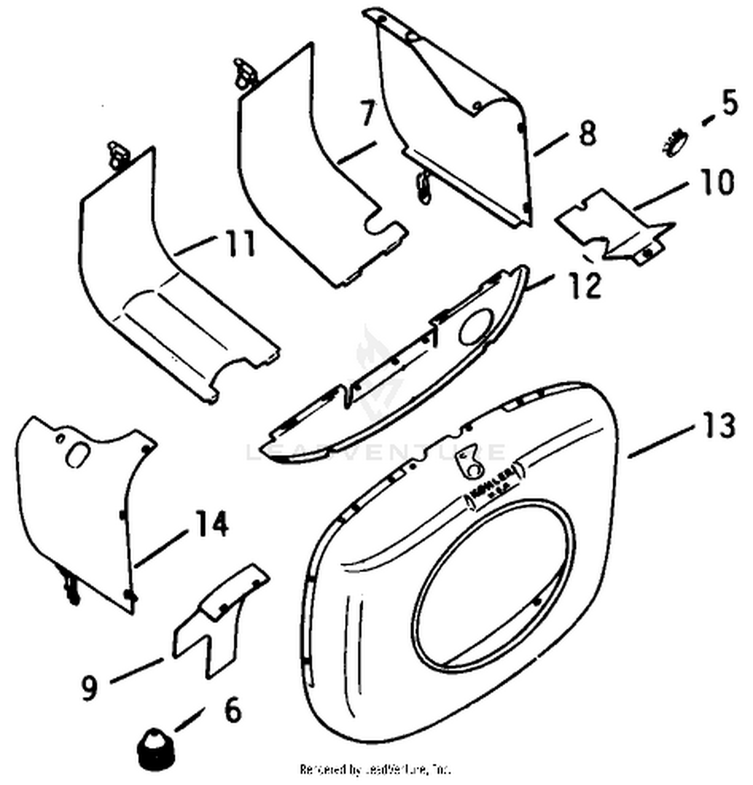 Baffles  Shroud-Engine Kohler Model No. K532s-Spec. 53169