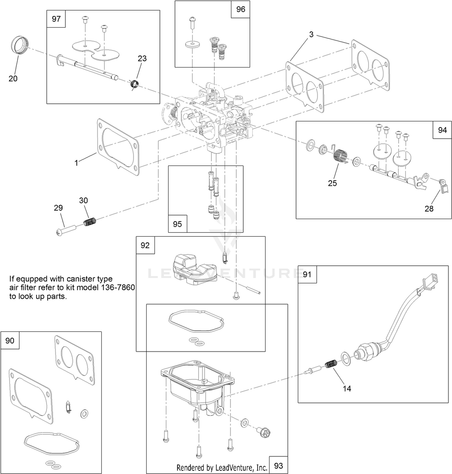 Carburetor Assembly  with Non-Canister Style Air Filter
