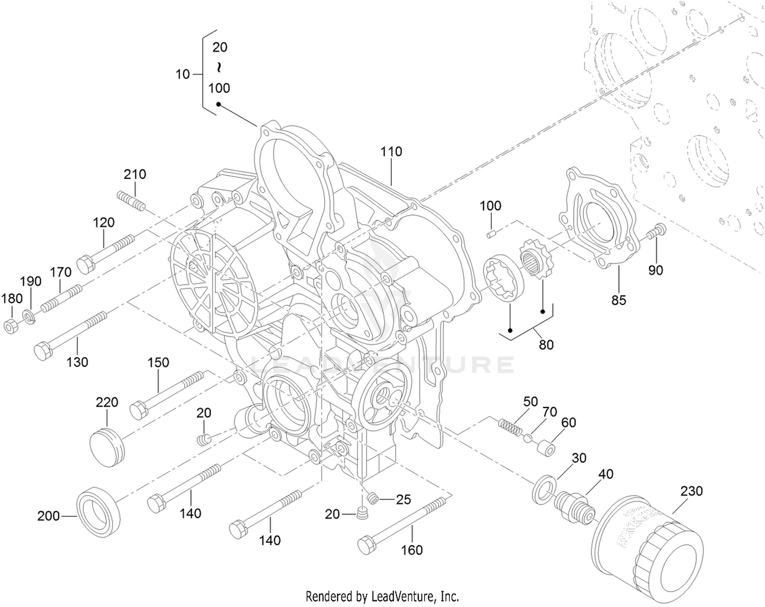 Gear Case and Oil Filter Cartridge Assembly