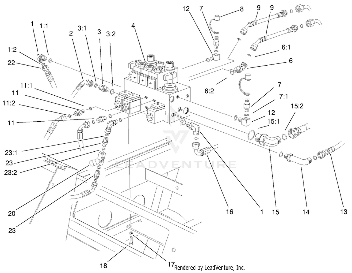 Hydraulic Control Block And Hoses Assembly