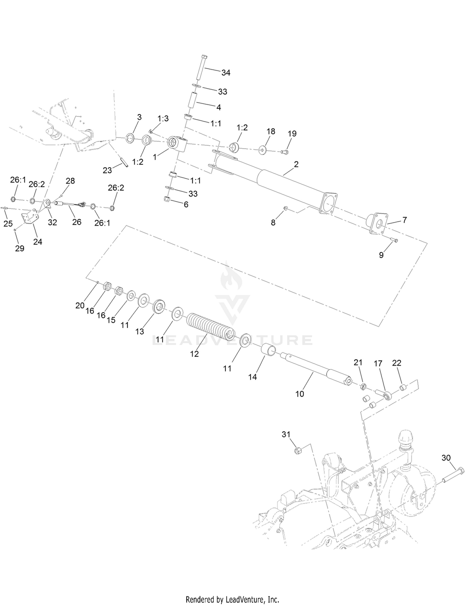 Left Hand Deck Impact Arm  and Limit Switch Assembly