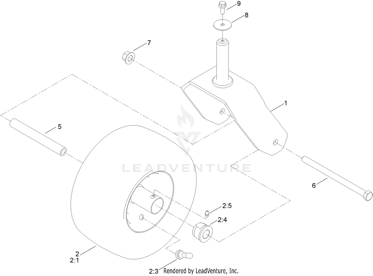 Caster, Wheel and Tire Assembly