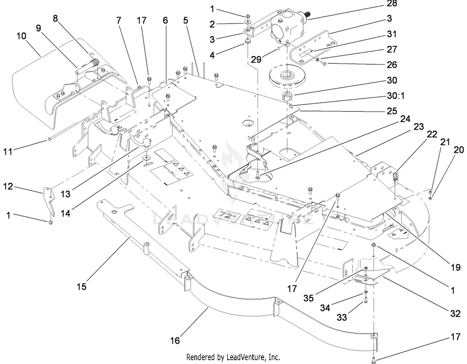 Gearbox, Baffle and Cover Assembly