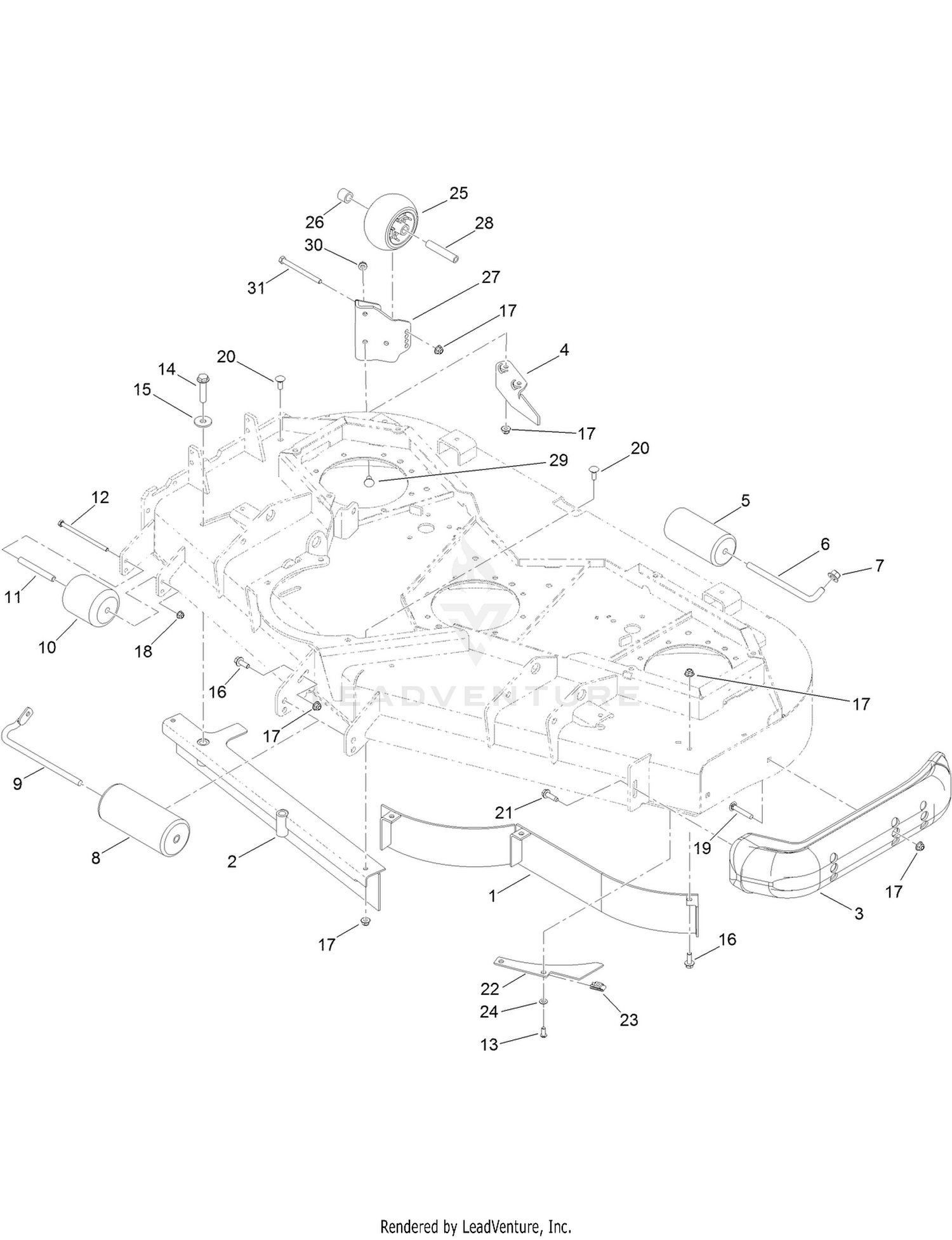 Deck Baffle and Roller Assembly