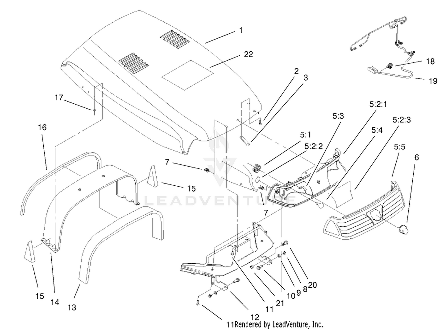 Hood  Headlight Assembly