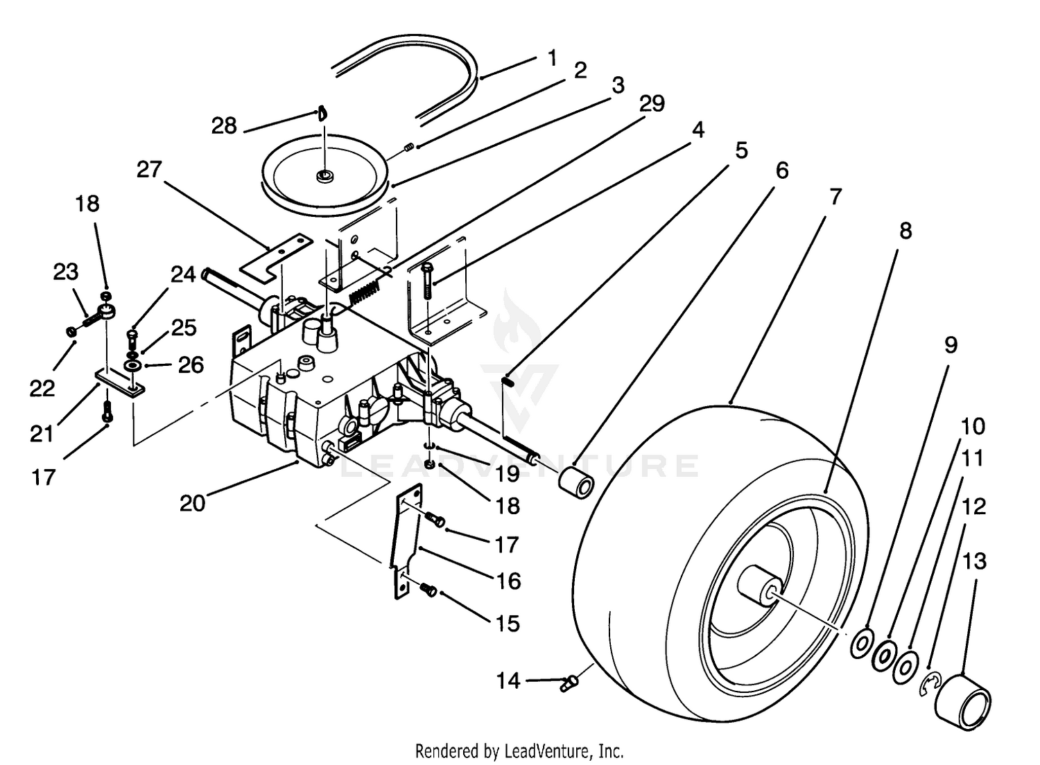 Rear Wheel And Transmission Assembly