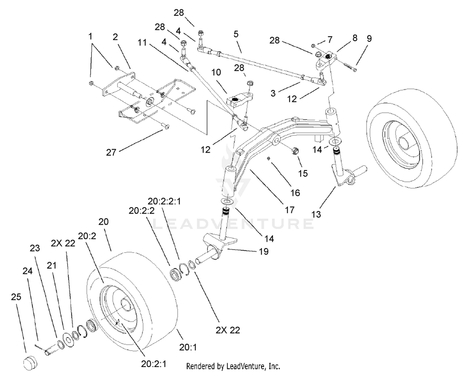 Tie Rod, Spindle and Front Axle Assembly