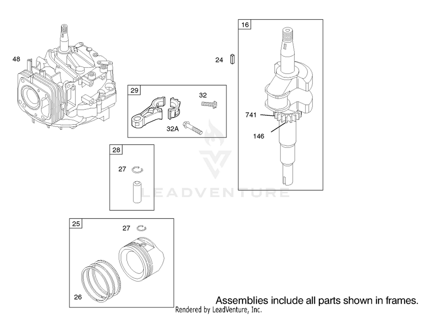 Crankshaft Assembly Engine Briggs and Stratton Model 122607-0118-E1