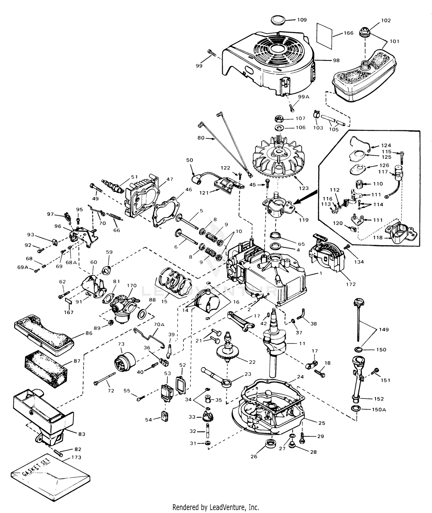 Engine Tecumseh Model Tvs 90-43007a