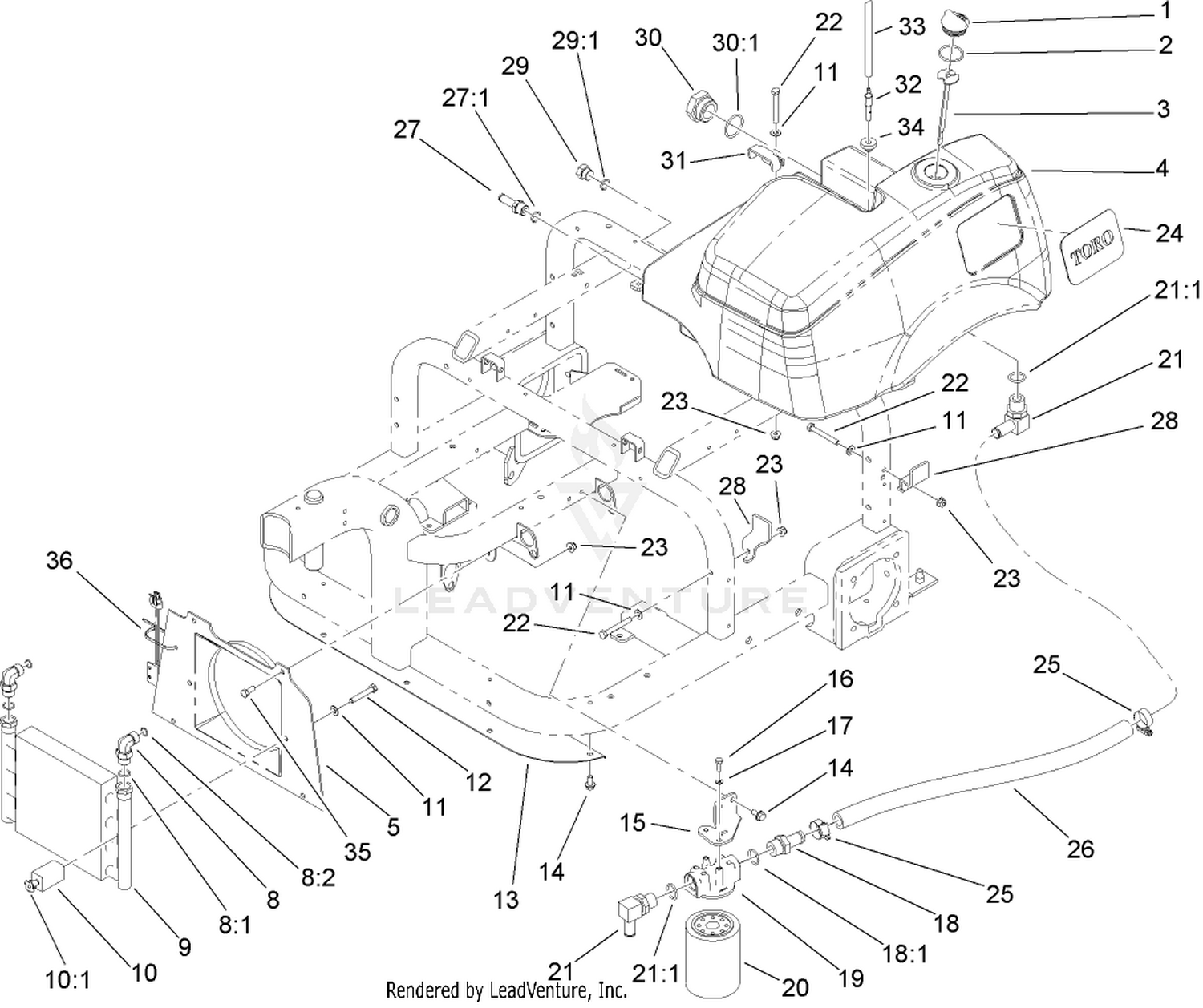 Hydraulic Tank, Filter and Cooler Assembly