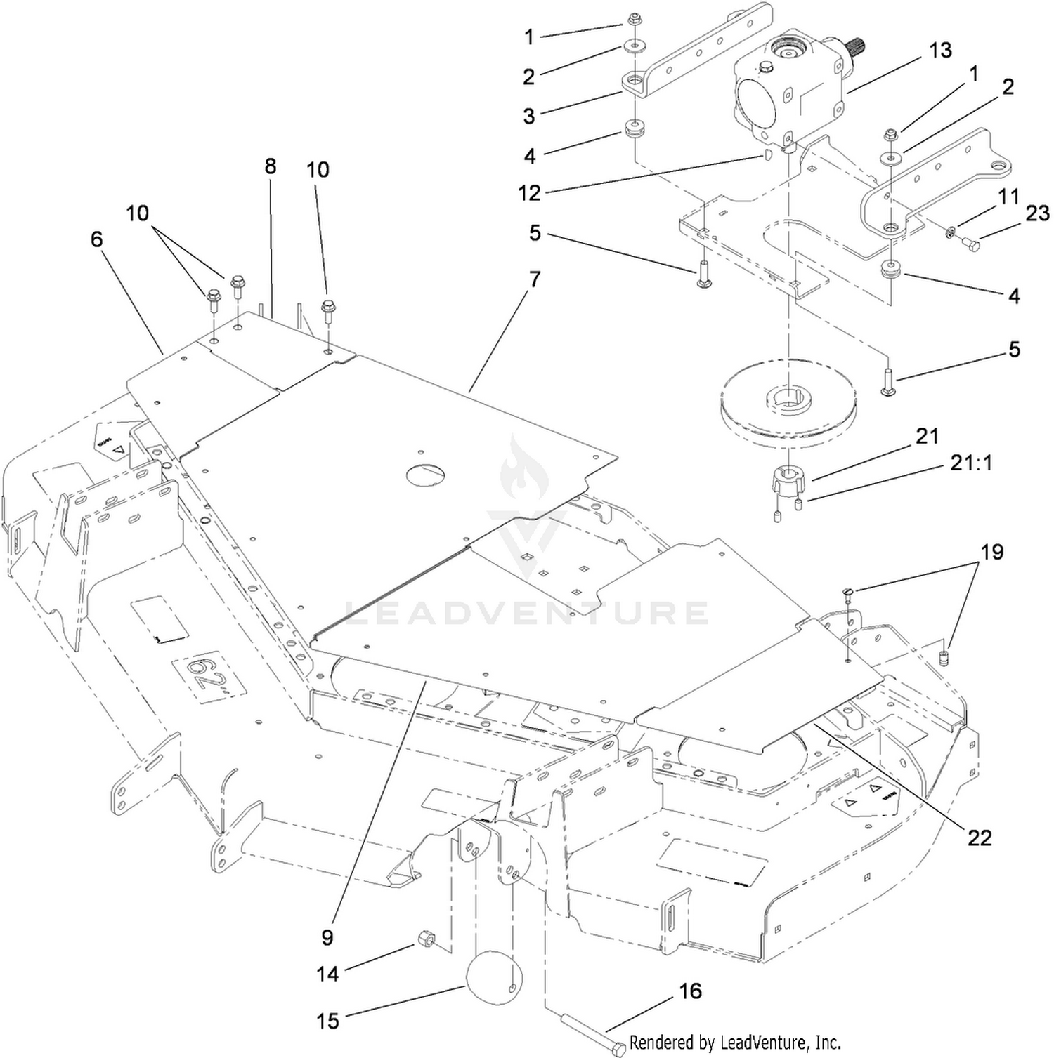 Deck Cover and Gearbox Assembly