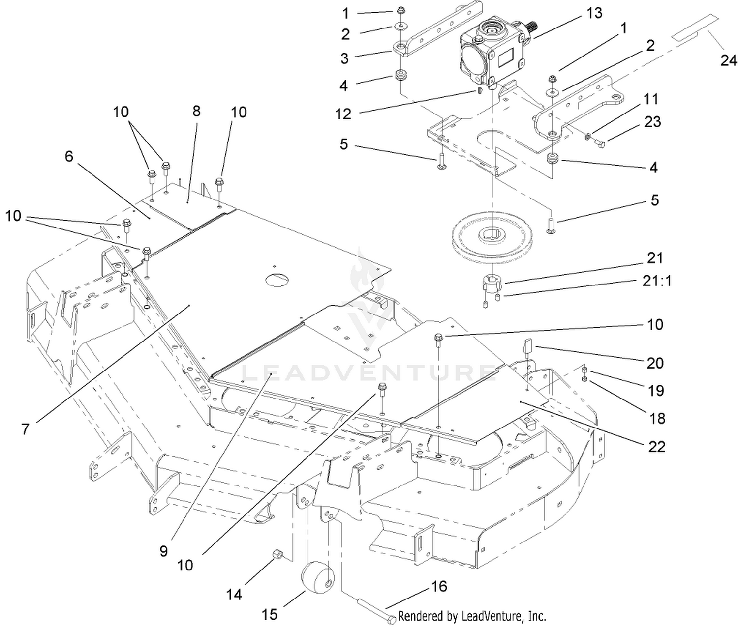 Deck Cover and Gearbox Assembly