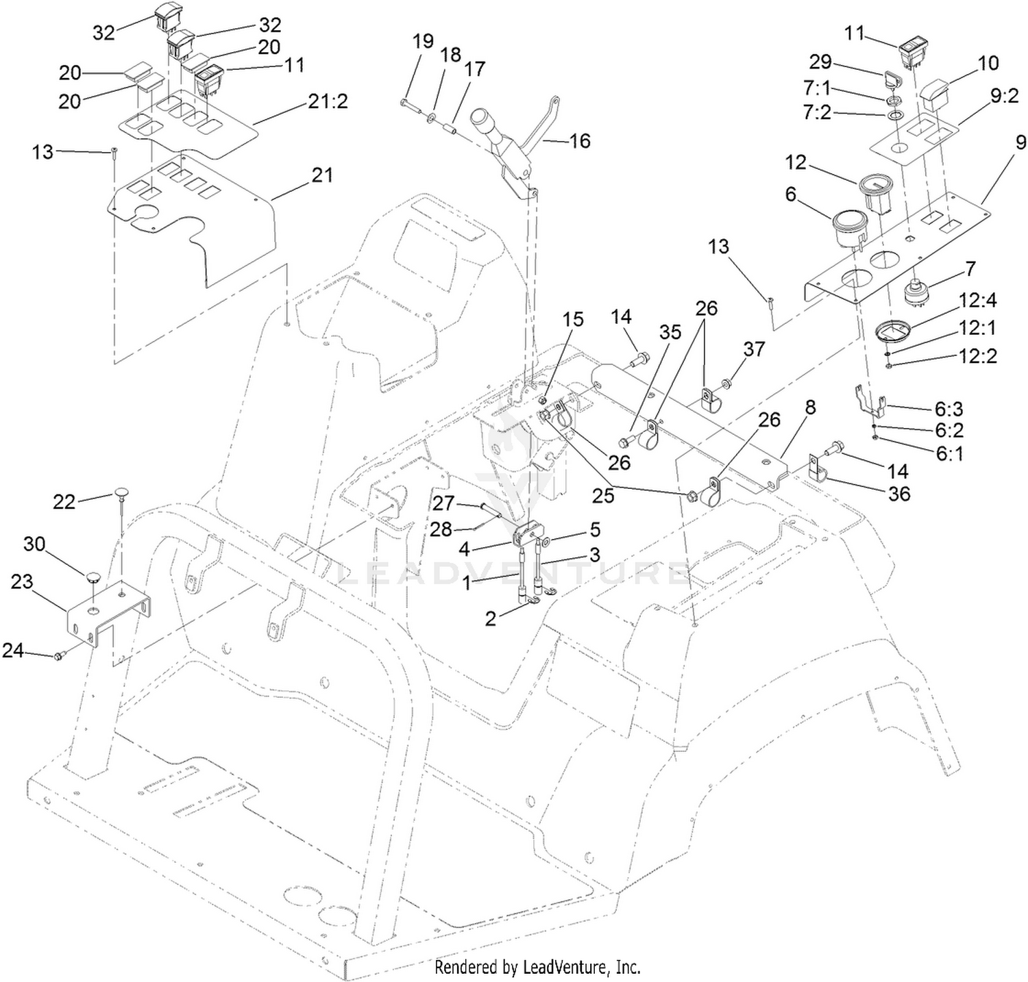 Parking Brake and Console Assembly